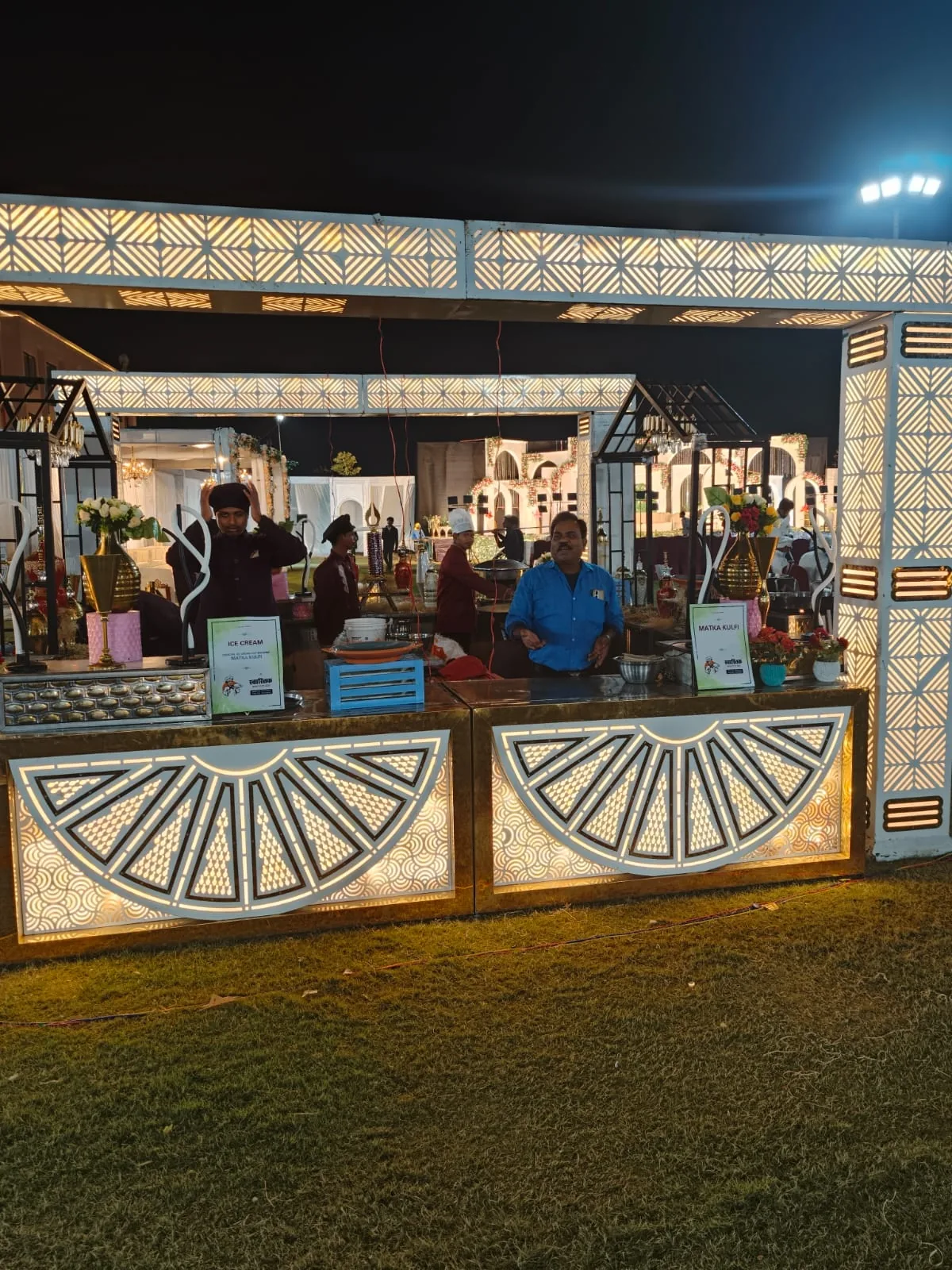 Ice cream and matka kulfi counter at an Indian wedding
