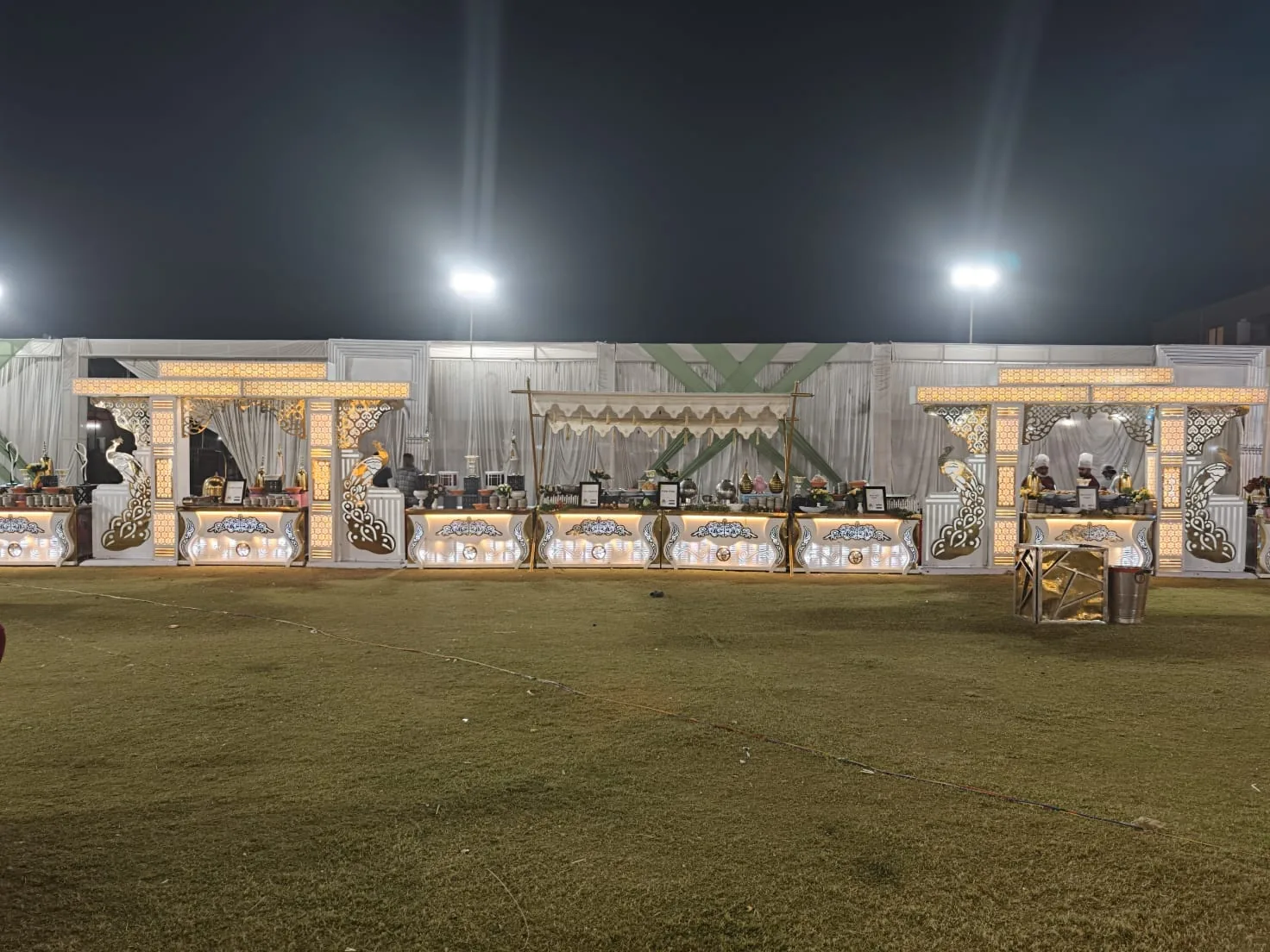 Decorative illuminated wedding food pavilion