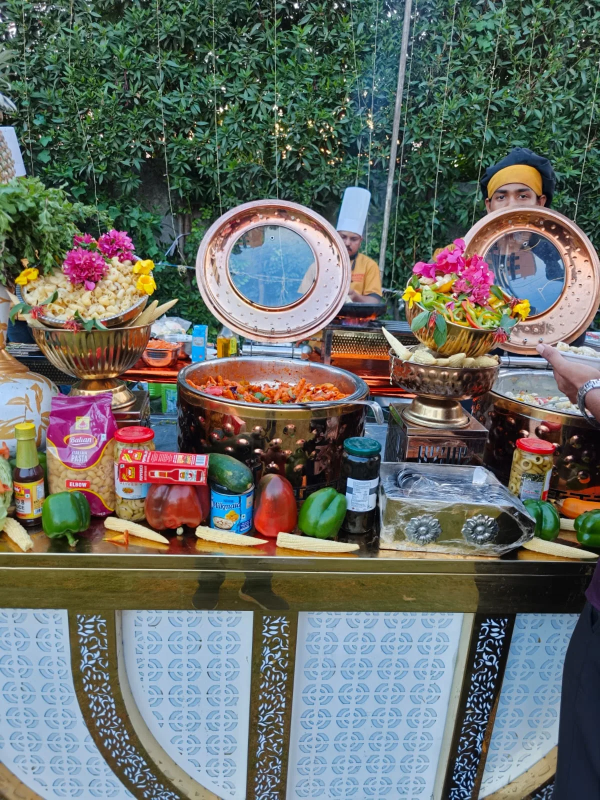 Dignitaries and guests dining at a Swastik Caters event